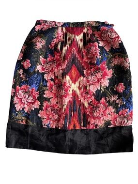 Oscar de la Renta F13 Baroque Floral Ikat Jacquard Pencil Skirt/sheer hem
